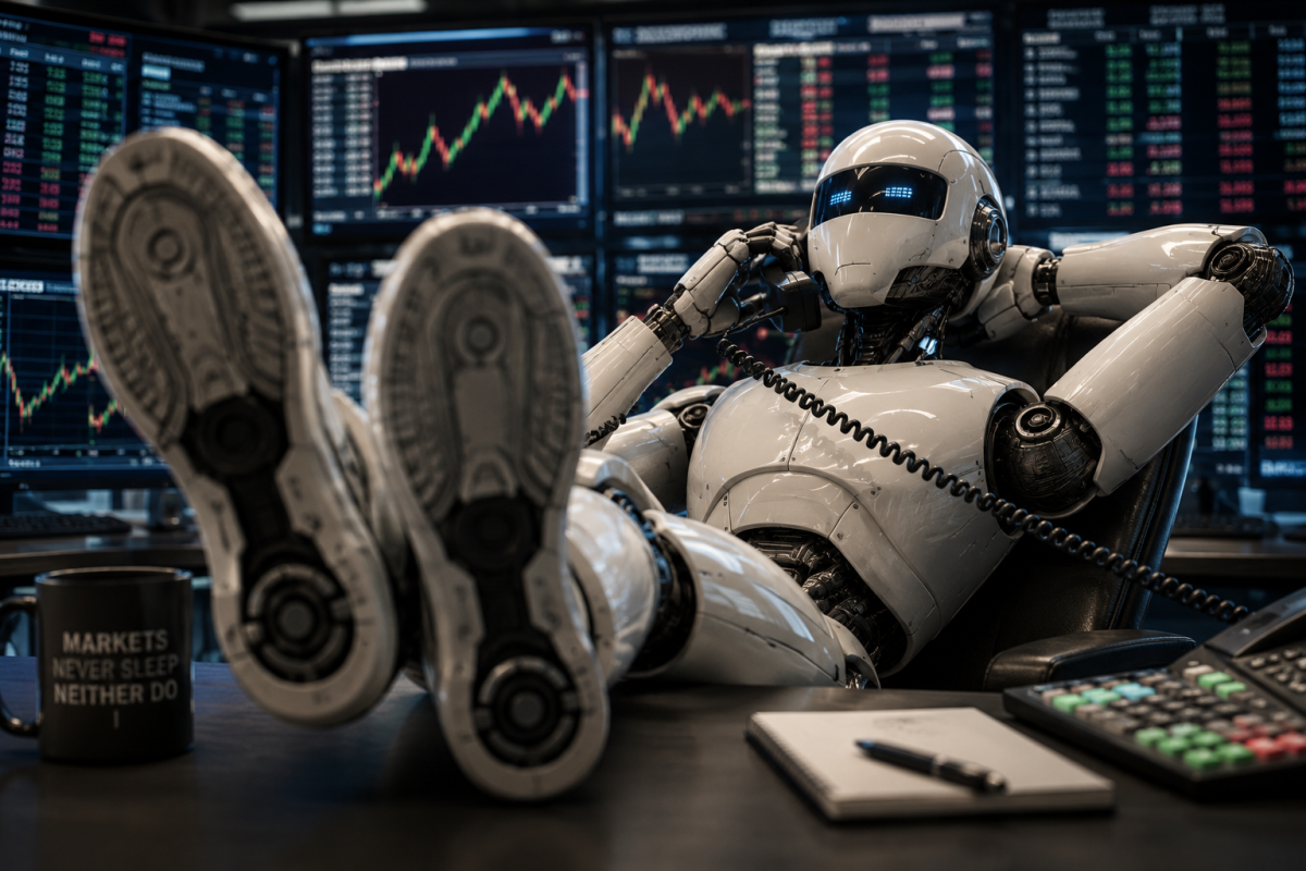Логотип Monday.com на фоне кода и AI-иконок