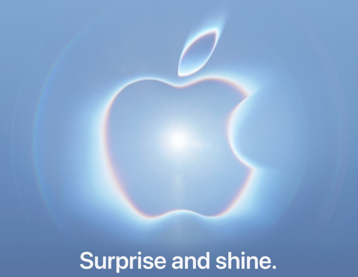 Логотип Apple на фоне анонса презентации 9 сентября