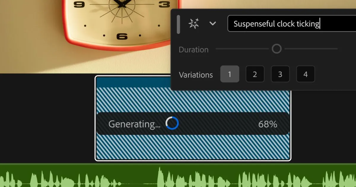 Интерфейс Adobe Premiere с инструментом Generative Media