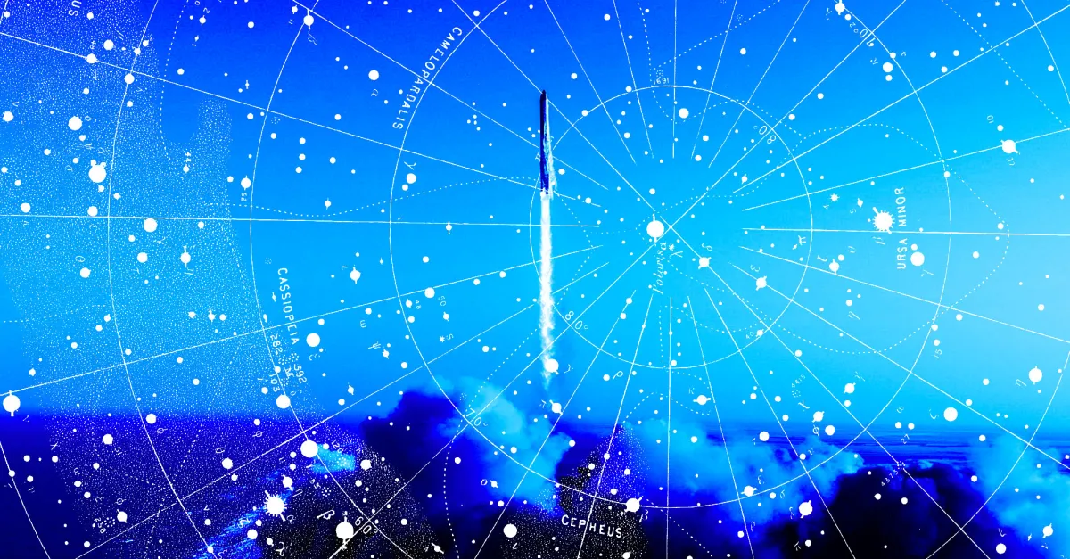 Ракета Starship на стартовой площадке перед запуском со спутниками Starlink V3