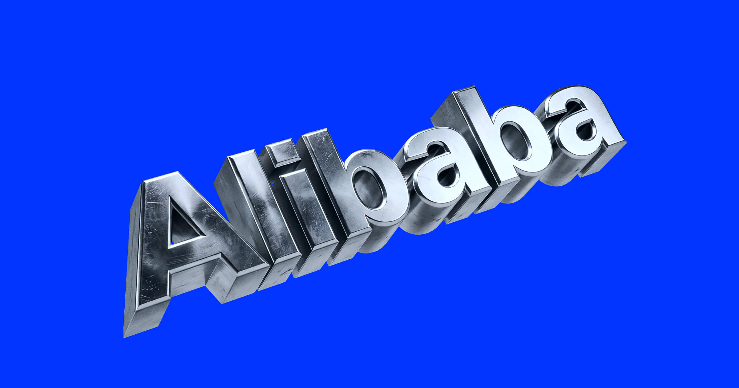 Логотип Alibaba и график, символизирующий рост компании от стартапа до ставки на искусственный интеллект